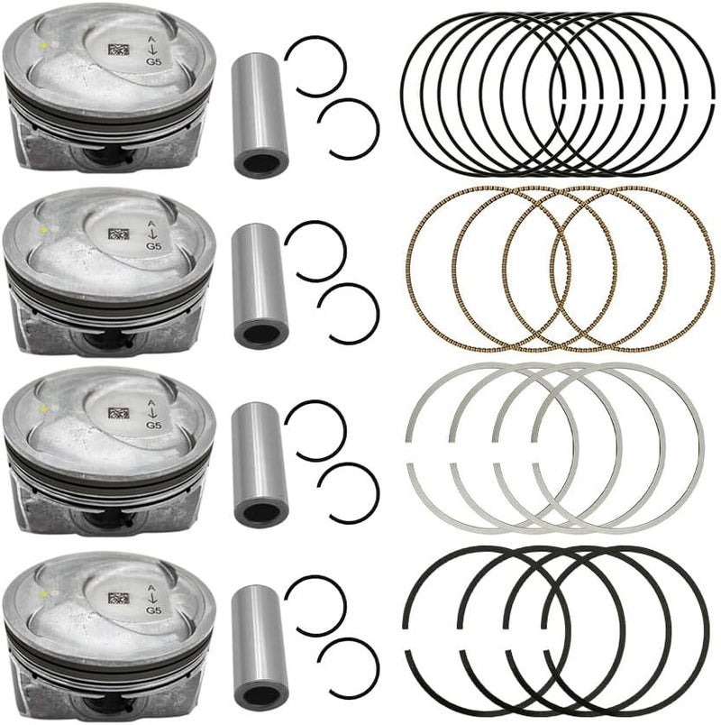 Lskioer Engine Piston & Piston Snap Rings & Piston Pin Set Fits For Hyundai Sonata Kia Optima 2.4L 2010-2019, Replaces 230402G200 2341025201 - Image 1